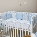 Set lenjerie patut bebe 7 piese Dots albastru (4)